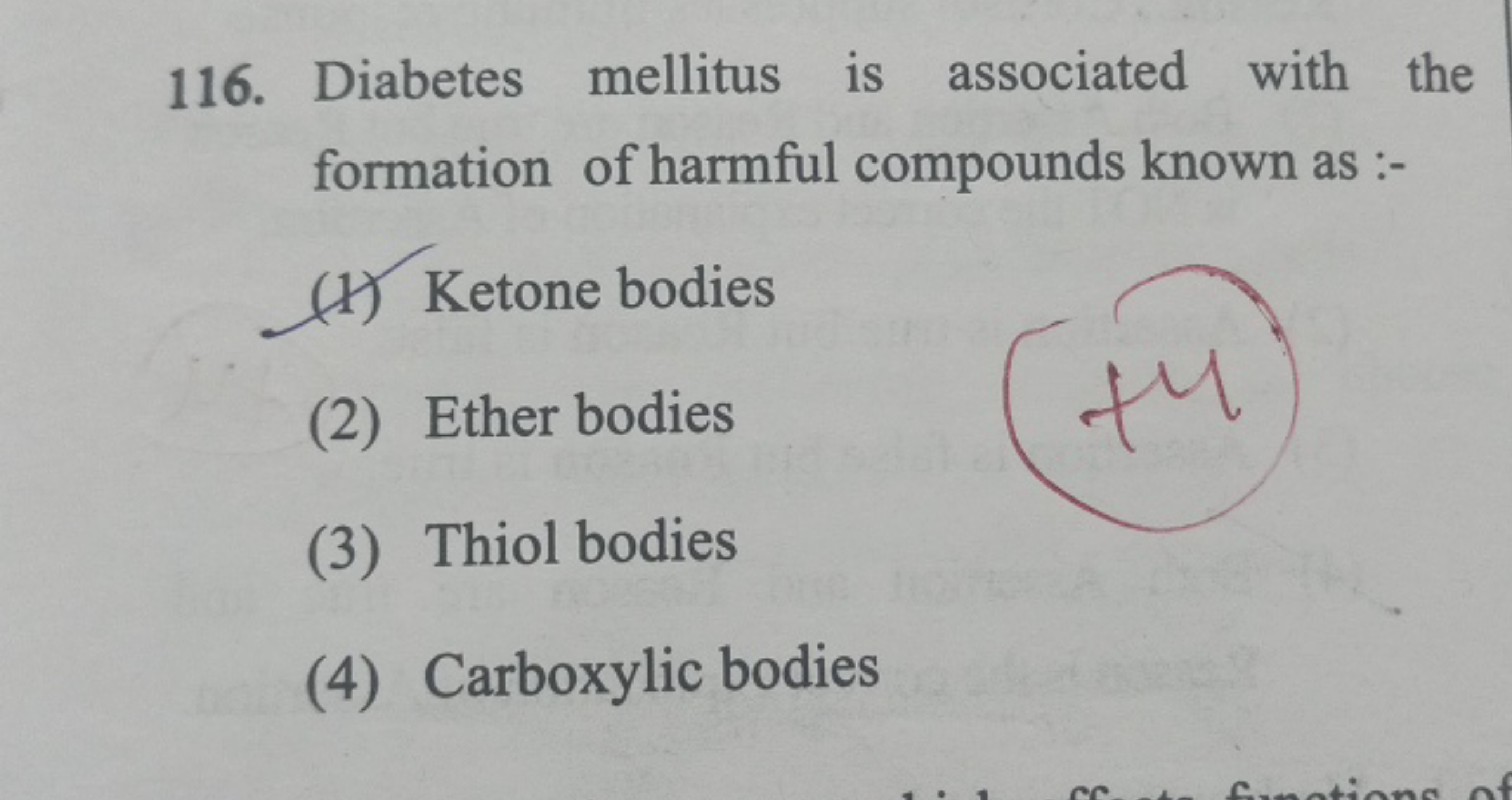 116. Diabetes mellitus is associated with the formation of harmful com