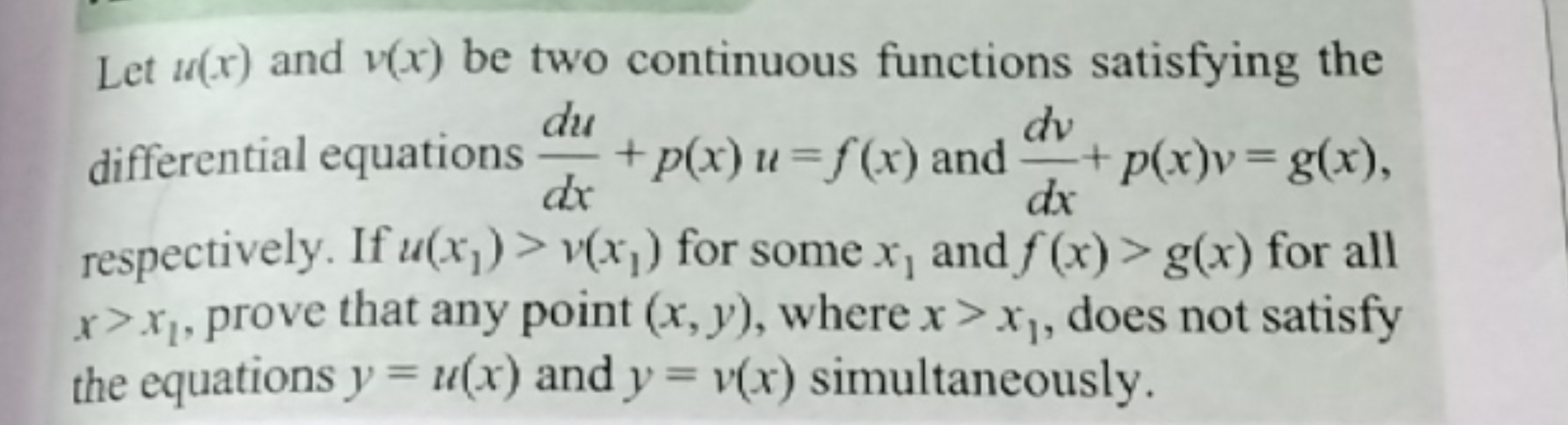 Let u(x) and v(x) be two continuous functions satisfying the different