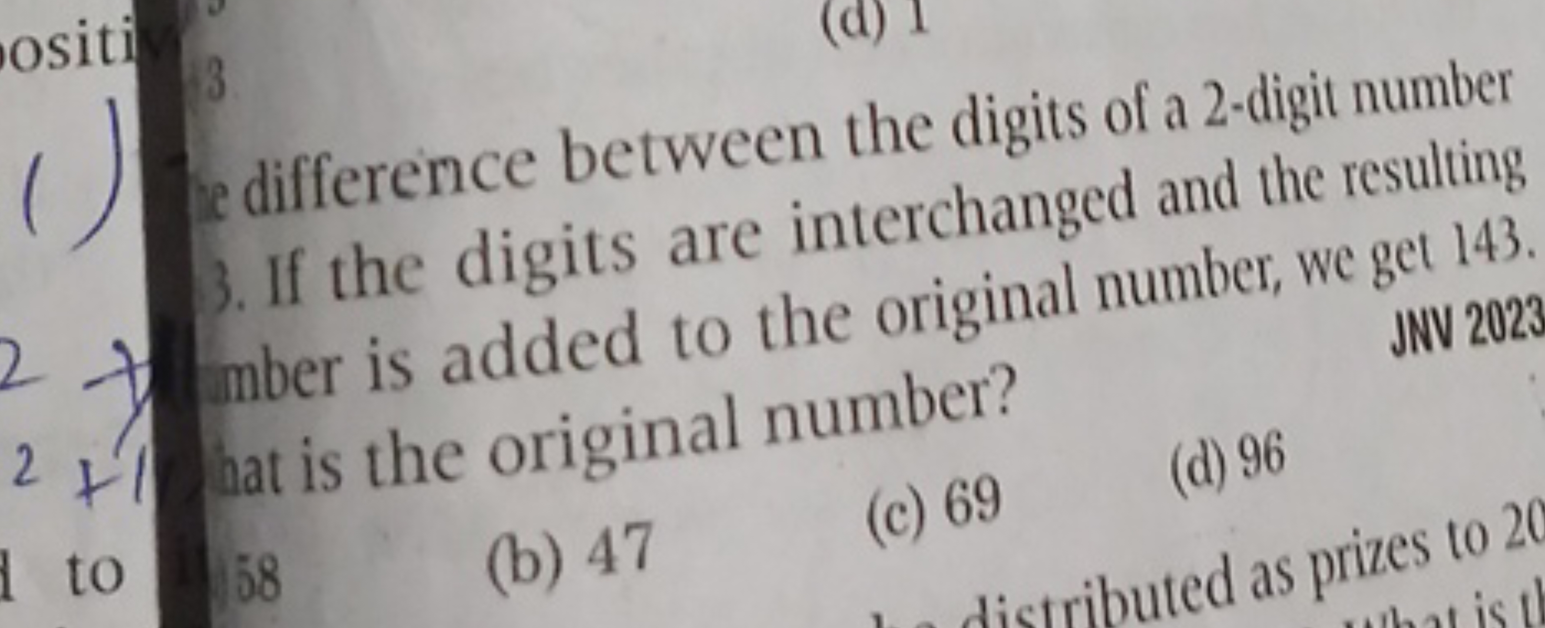 ( ) difference between the digits of a 2 -digit number
3. If the digit