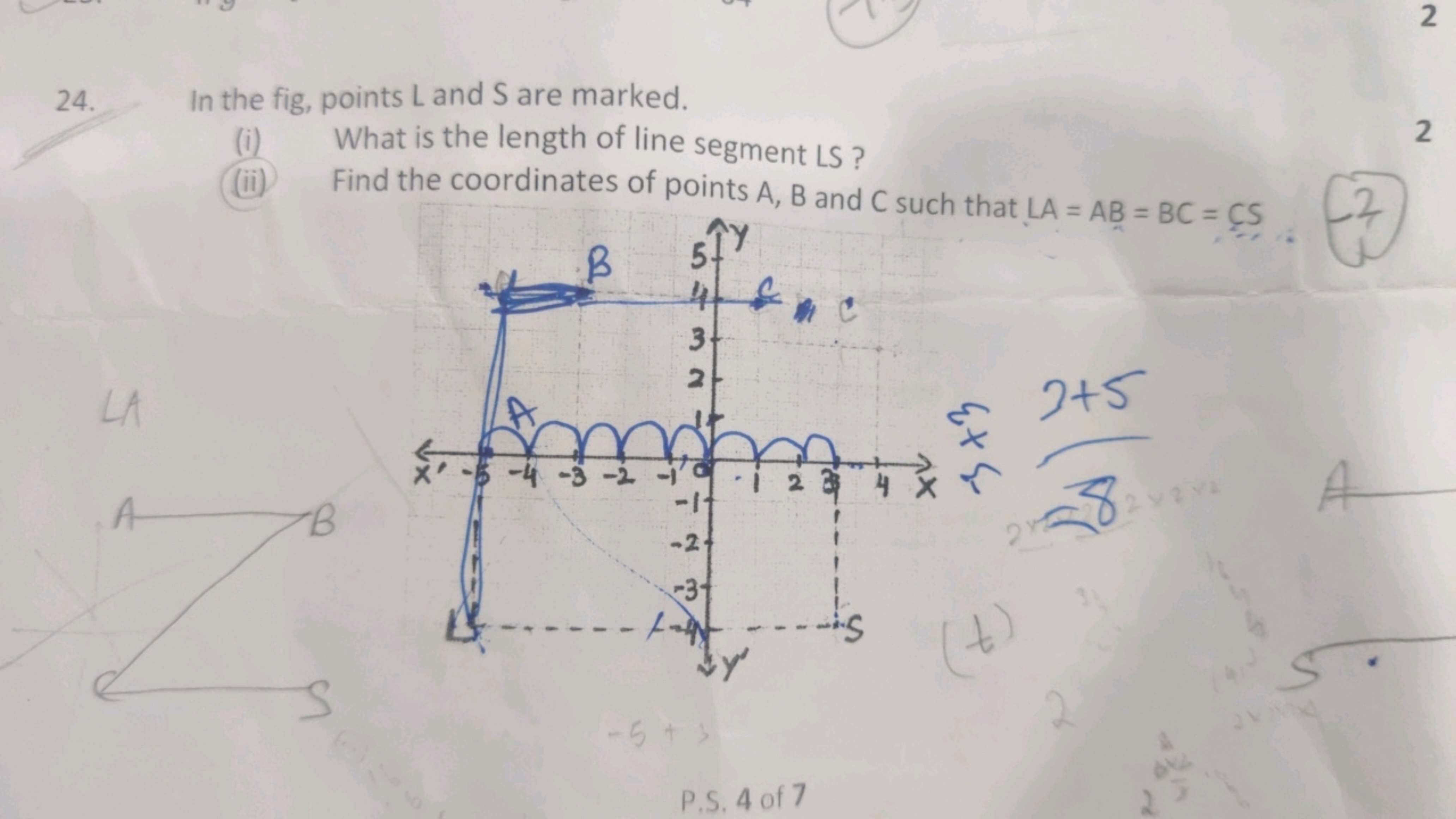 24. In the fig, points L and S are marked.
(i) What is the length of l