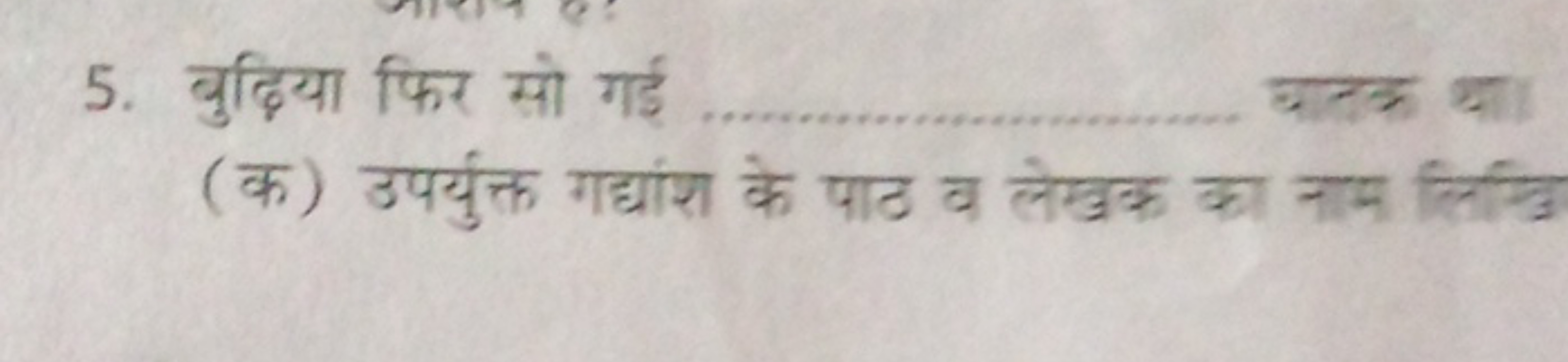 5. बुढ़िया फिर सो गई  घातक था।
(क) उपर्युक्त गद्यांश के पाठ व लेखक का 