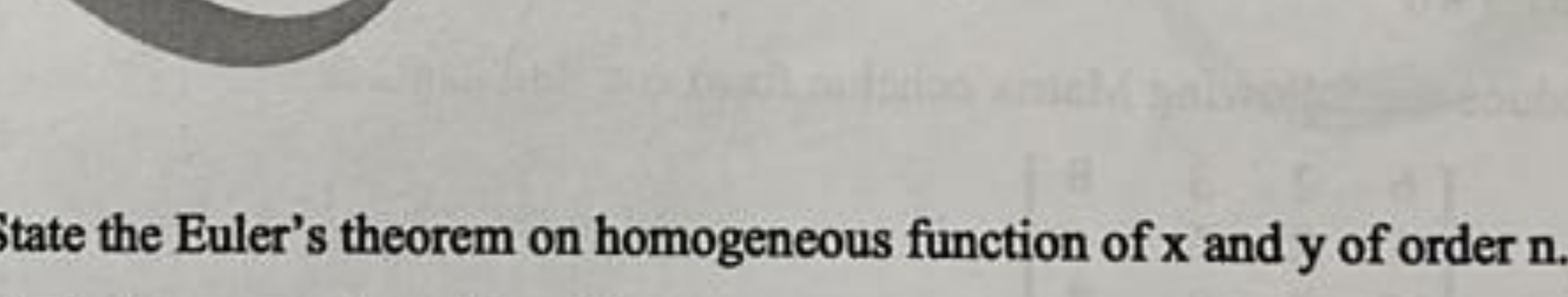 tate the Euler's theorem on homogeneous function of x and y of order n