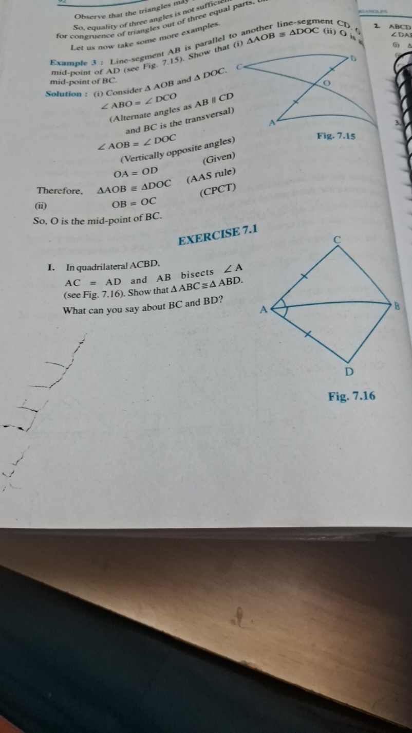 Observe that the triangles mal
So, equality or three angles is not suf