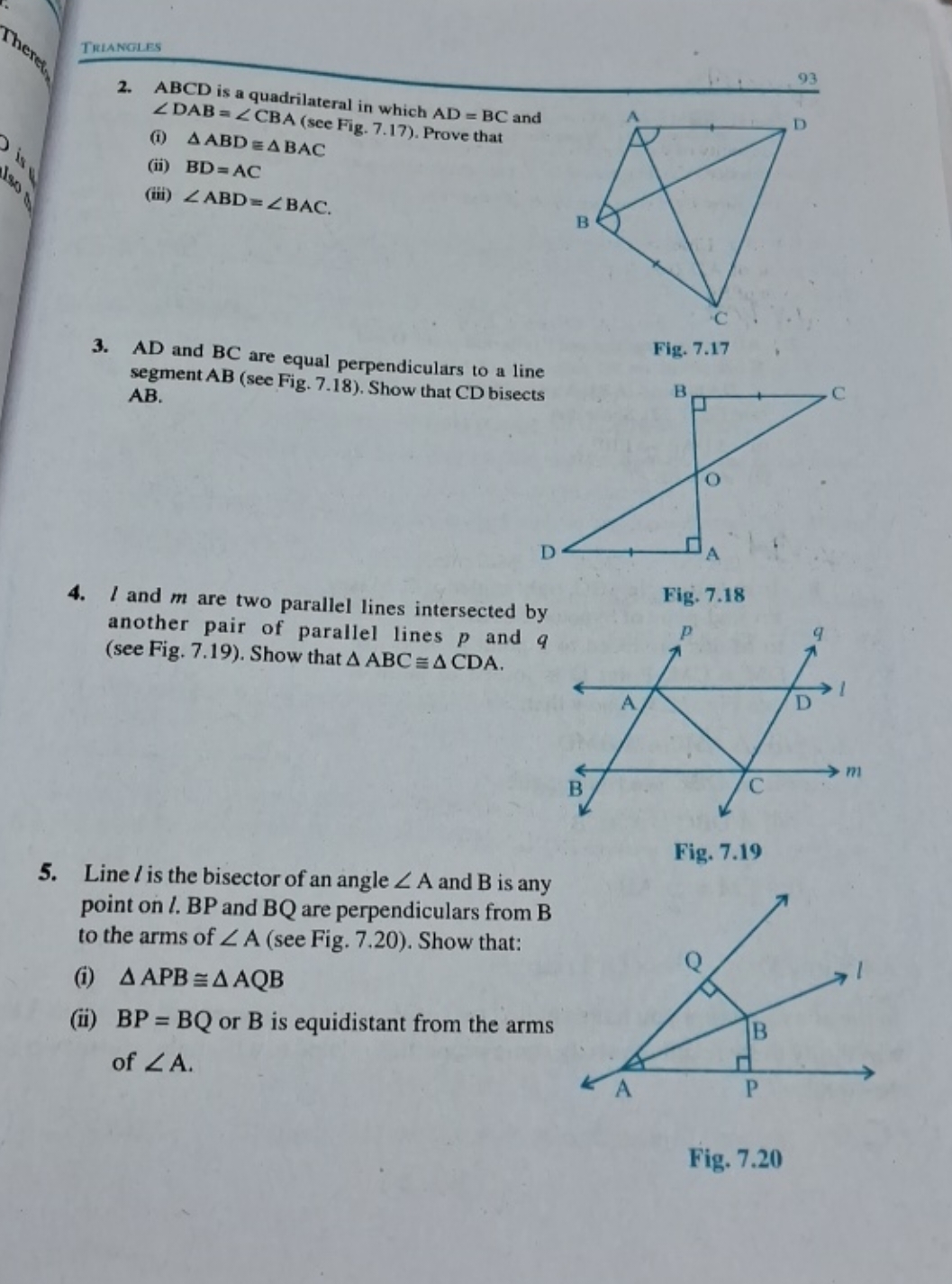 Triangles
2. ABCD is a quadrilateral in which AD=BC and ∠DAB=∠CBA (see