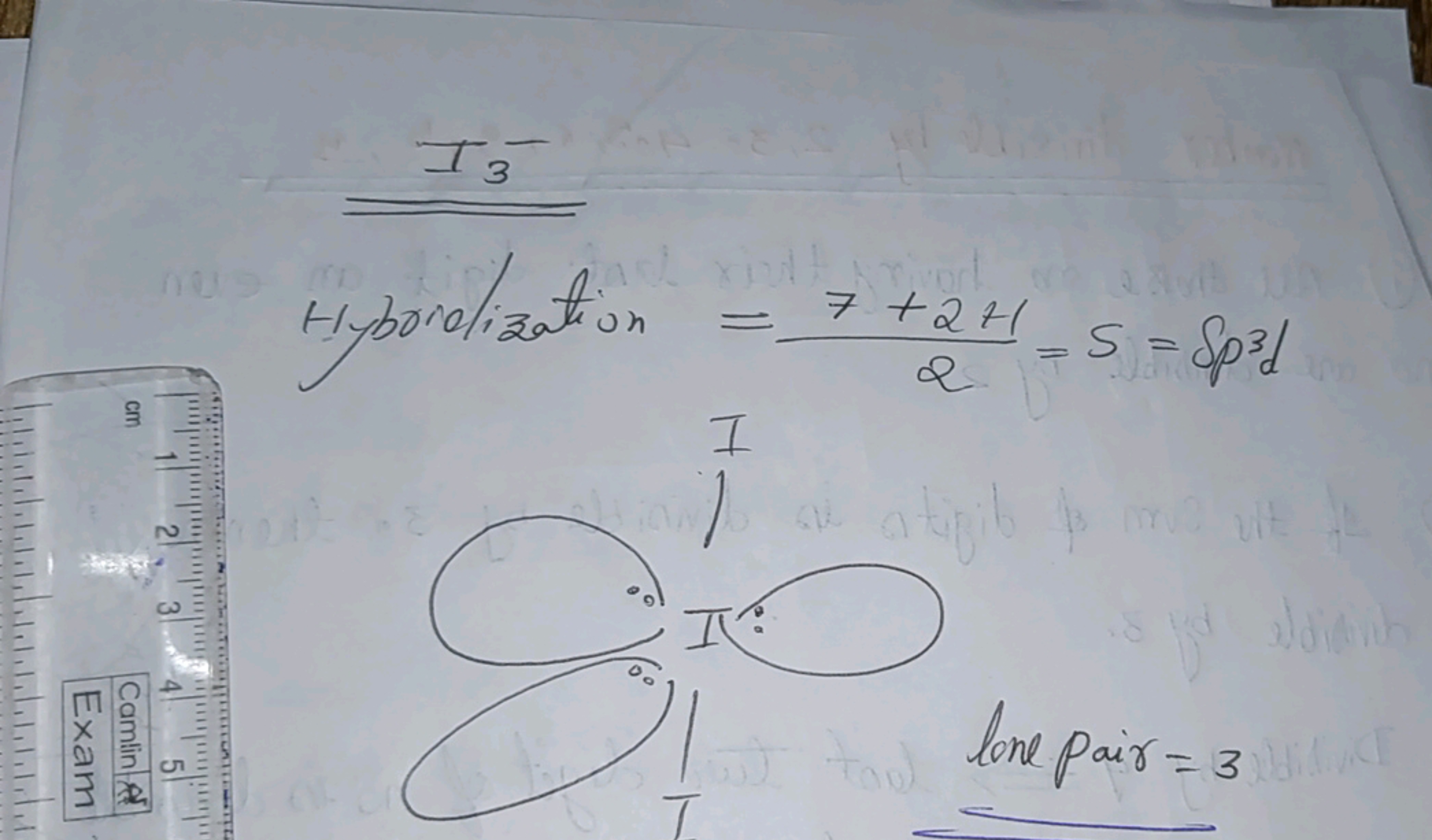  Hyorelization I3​​=27+2+1​=S=SP3d lone pair =3 ​