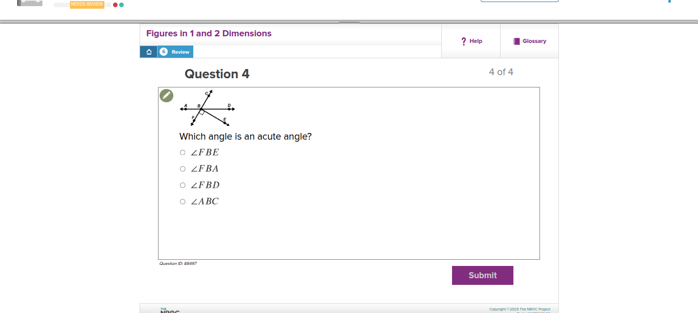 Which angle is an acute angle? ∠FBE ∠FBA ∠FBD ∠ABC | Filo