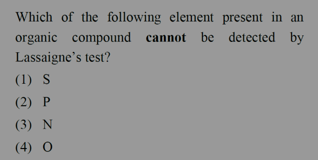 Which of the following element present in an organic compound cannot be d..