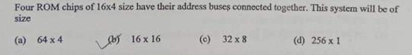 Four ROM chips of 16x4 size have their address buses connected together.