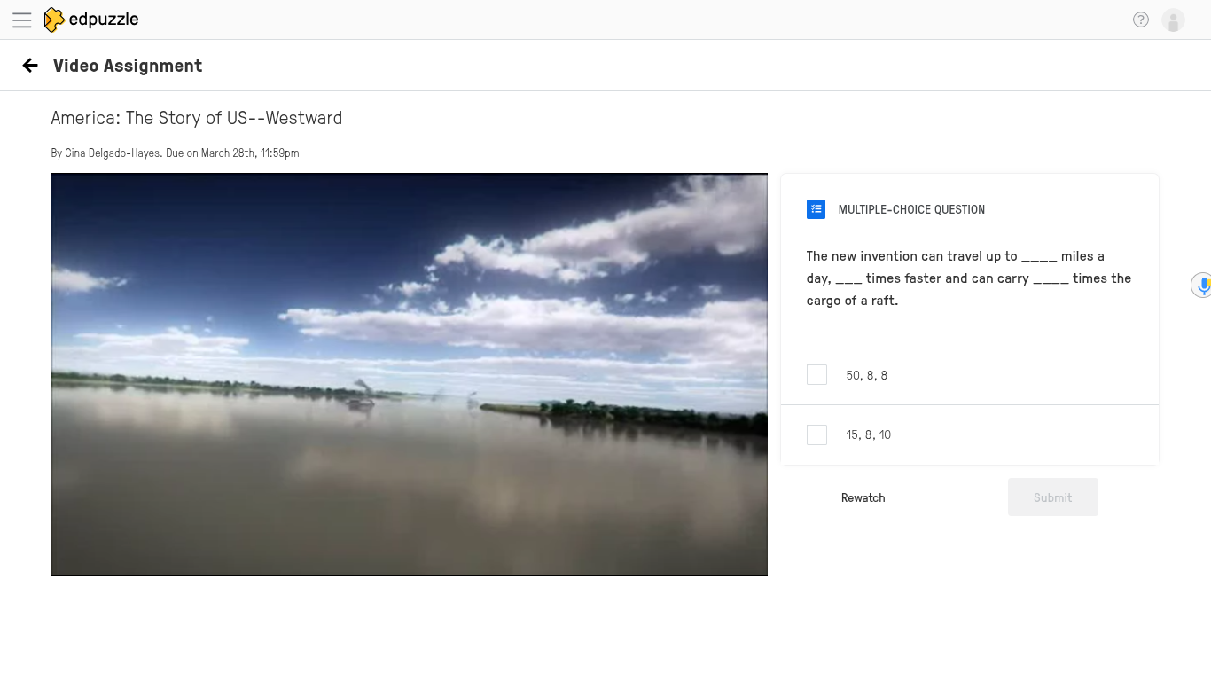 edpuzzleVideo AssignmentAmerica: The Story of US--WestwardBy Gina De..