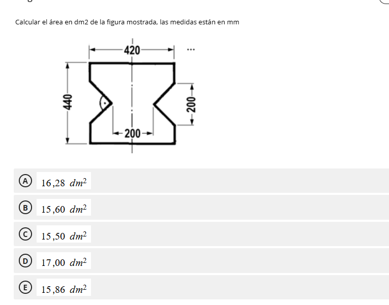 Calcular el área en dm^2 de la figura mostrada, considerando que todas la..