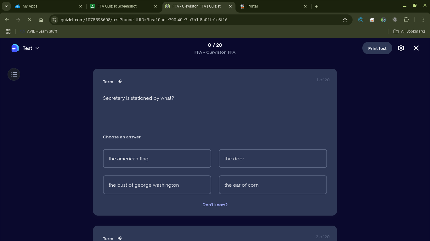 Secretary is stationed by what? Choose an answer: the american flag t..