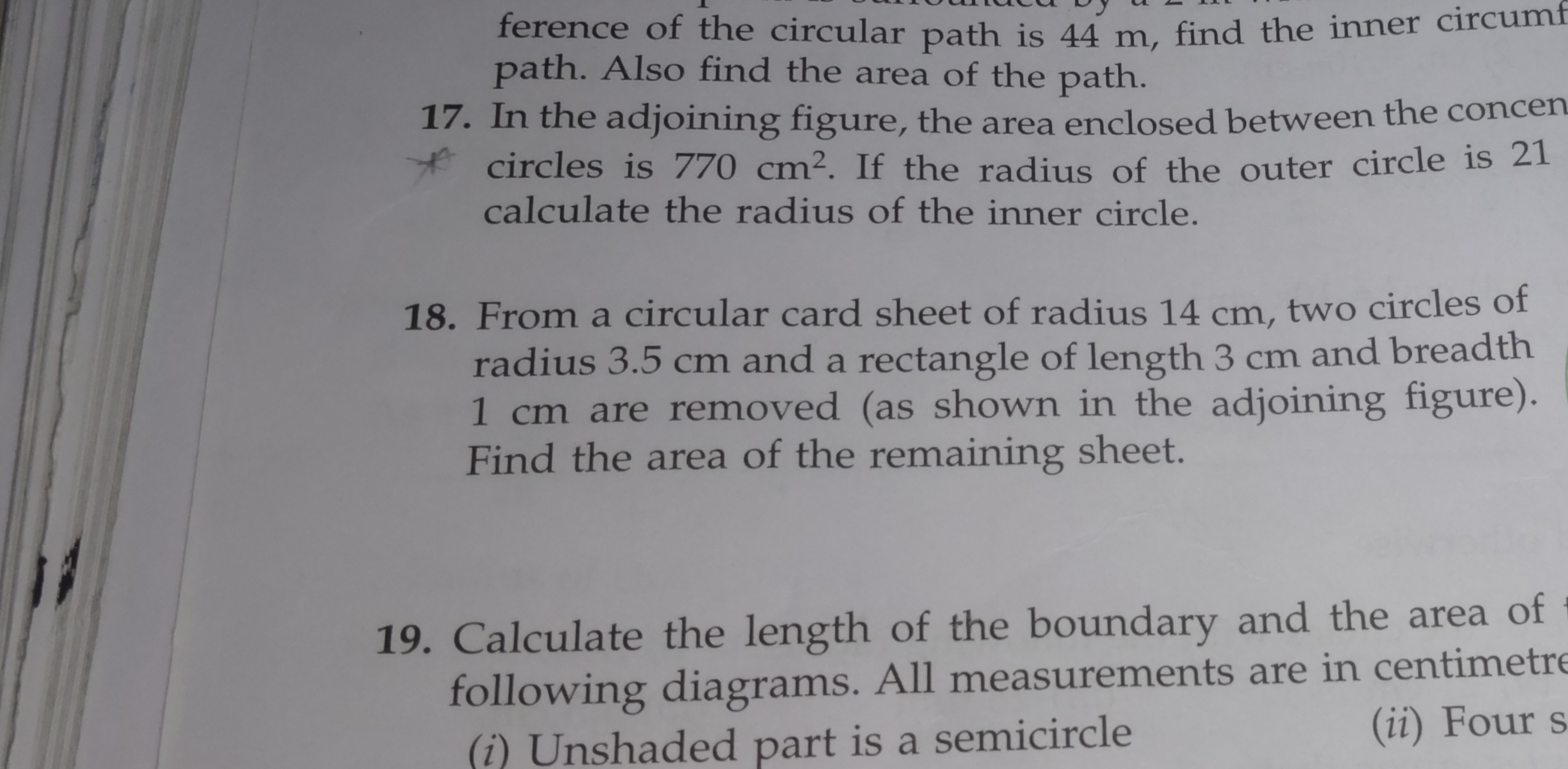 ference of the circular path is 44 m , find the inner circumf path. Al