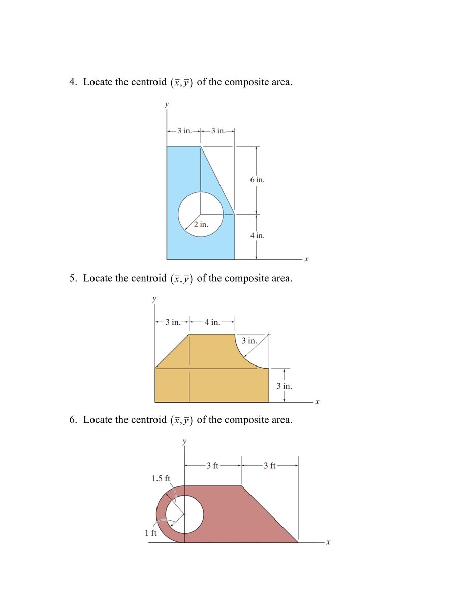 Compisite Area Locate the centroid ( \bar { x } , \bar { y } ) of the composite area. Lo..