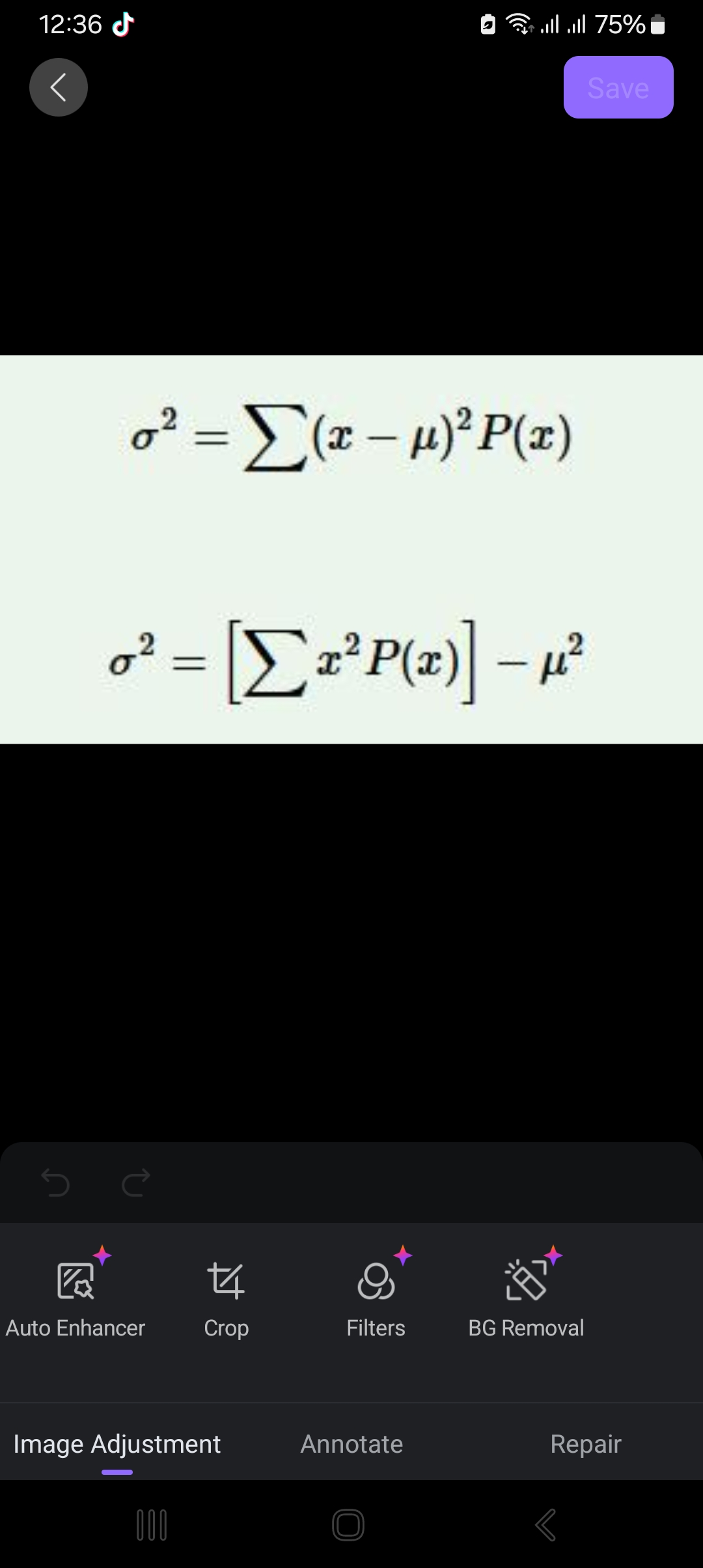 σ² = ∑(x – μ)²P(x) σ² = [∑x²P(x)] – μ² | Filo