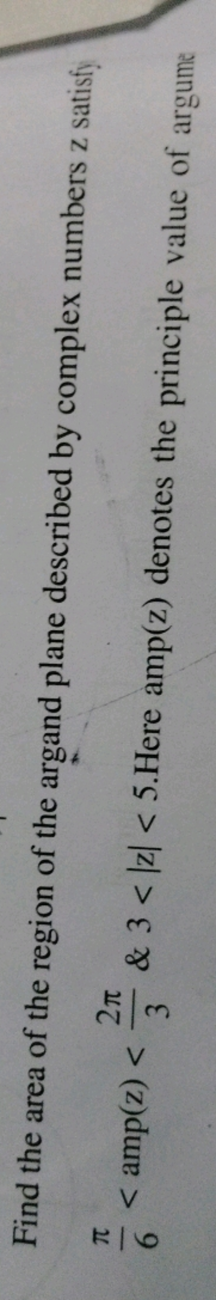 Find the area of the region of the argand plane described by complex n