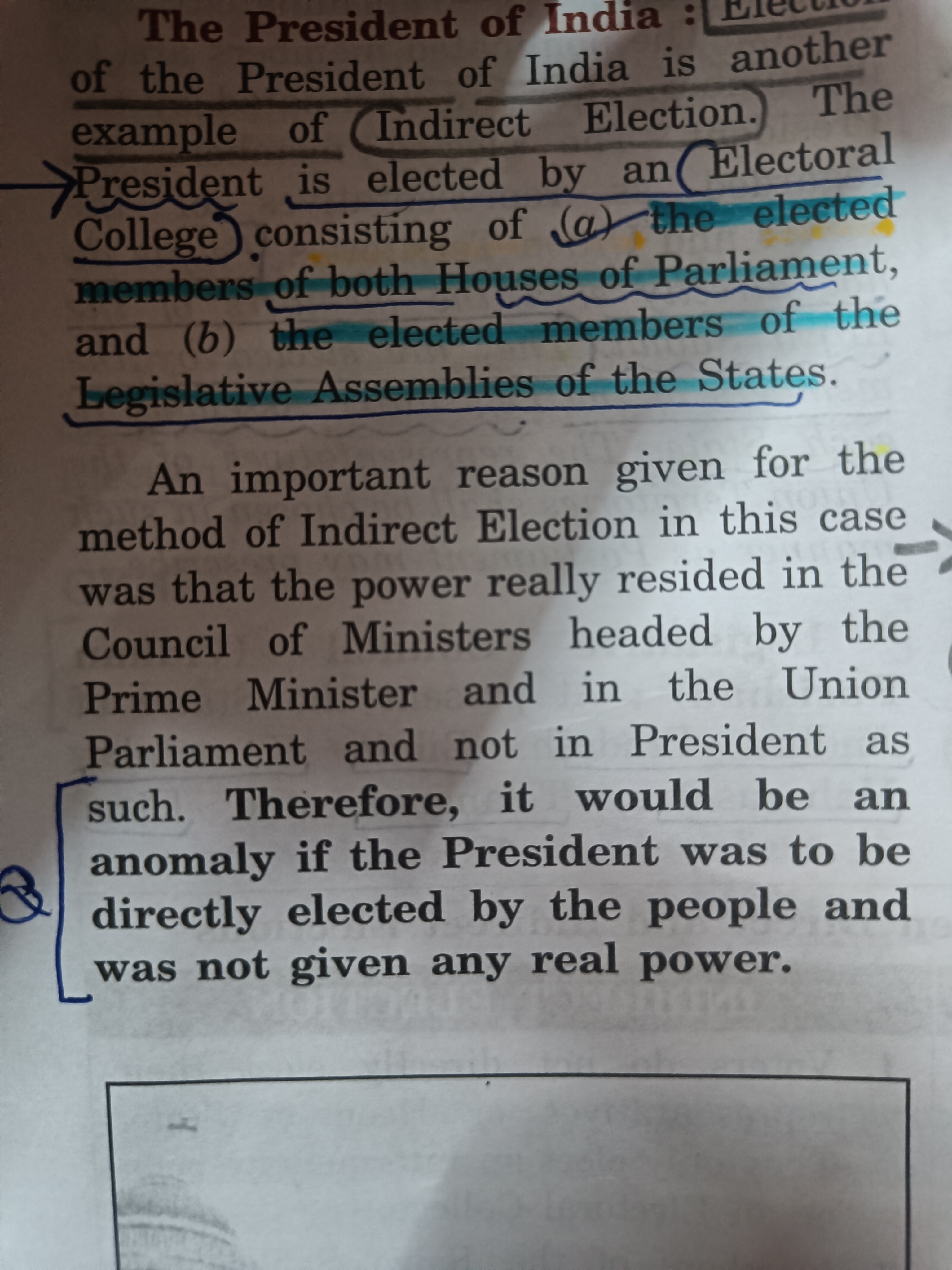 of the President of India is another example of (Indirect Election.) T