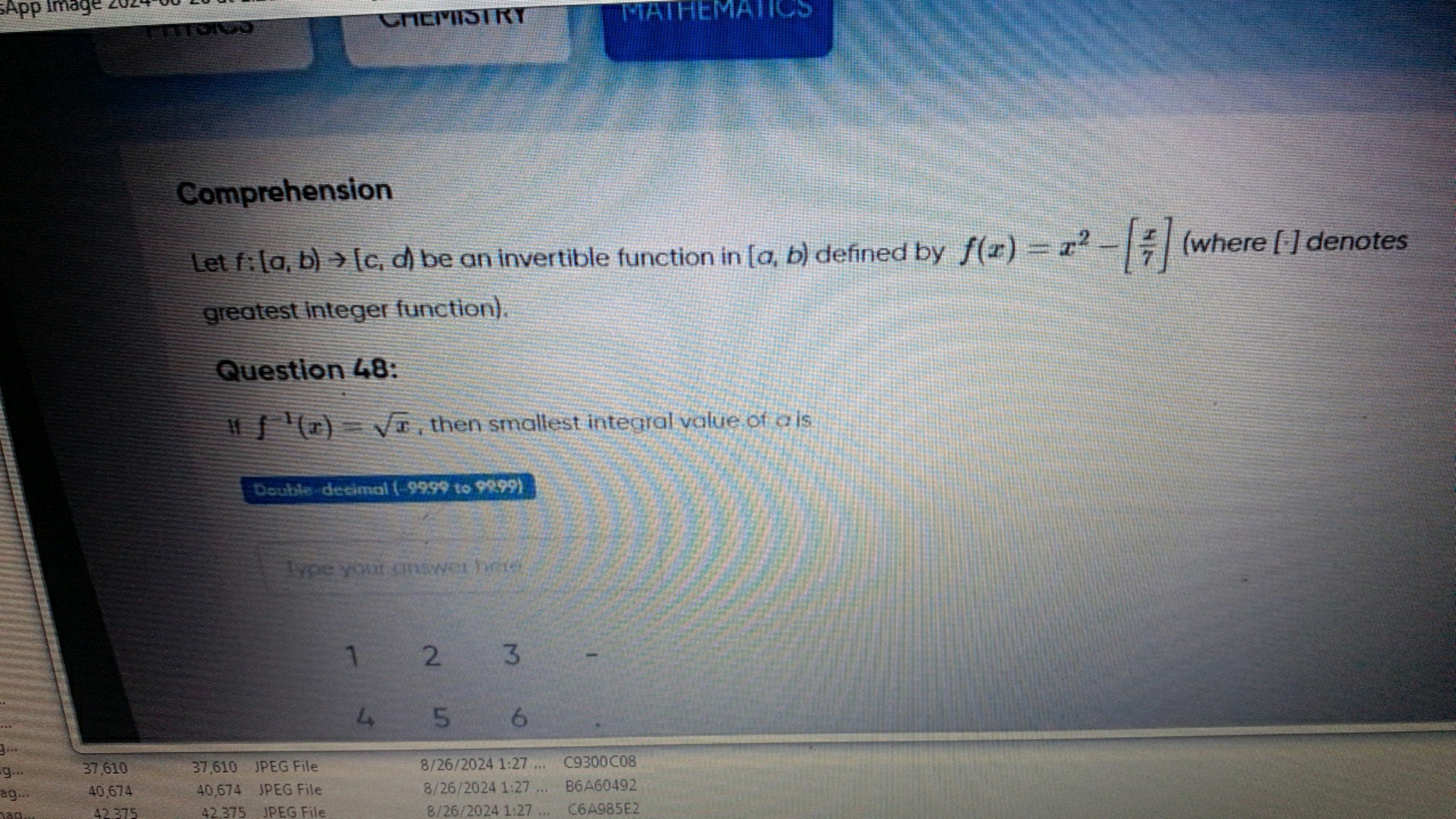 Comprehension
Let f:(a,b)→[c,d) be an invertible function in [a,b) def