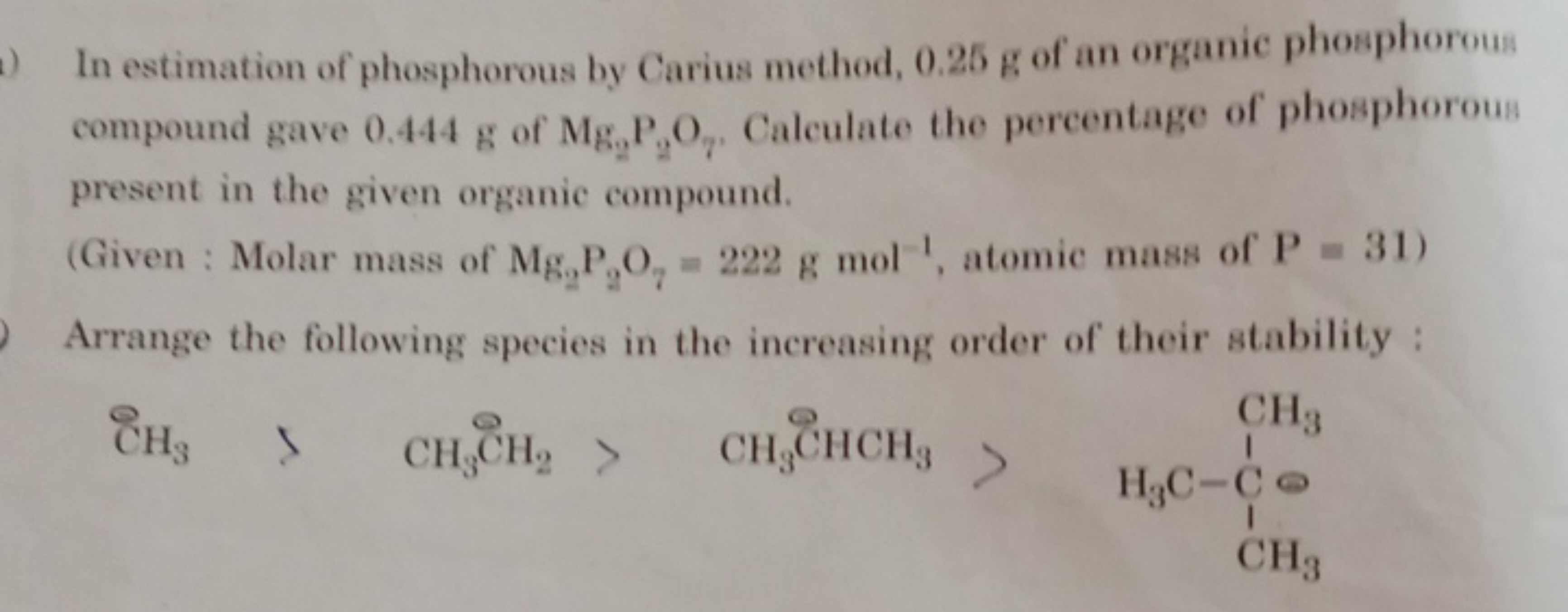 In estimation of phosphorous by Carius method, 0.25 g of an organic ph