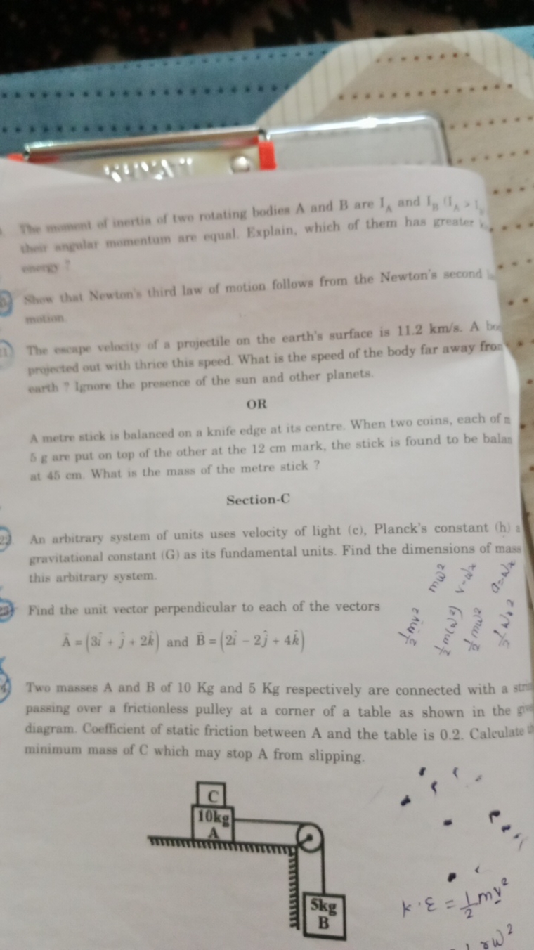 The monent of inertia of two rotating bodies A and B are IA​ and IB​(I