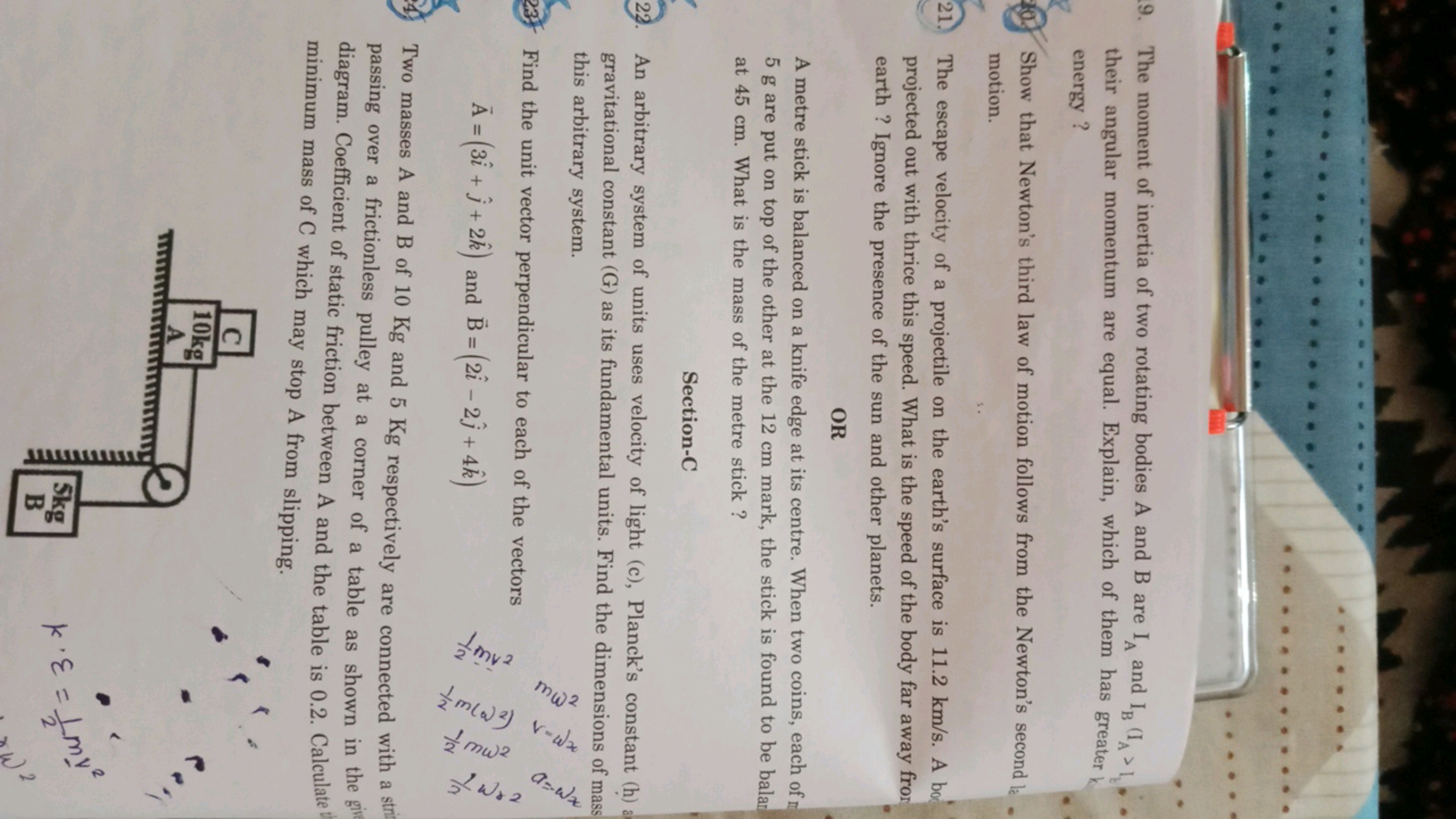 9. The moment of inertia of two rotating bodies A and B are IA​ and IB