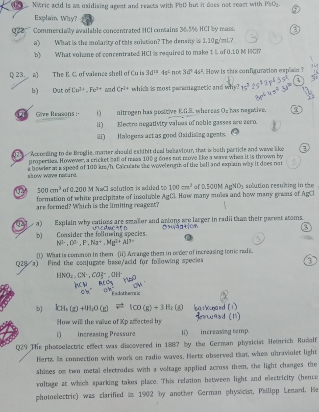 (12) Nitric acid is an oxidising agent and reacts with PbO but it does