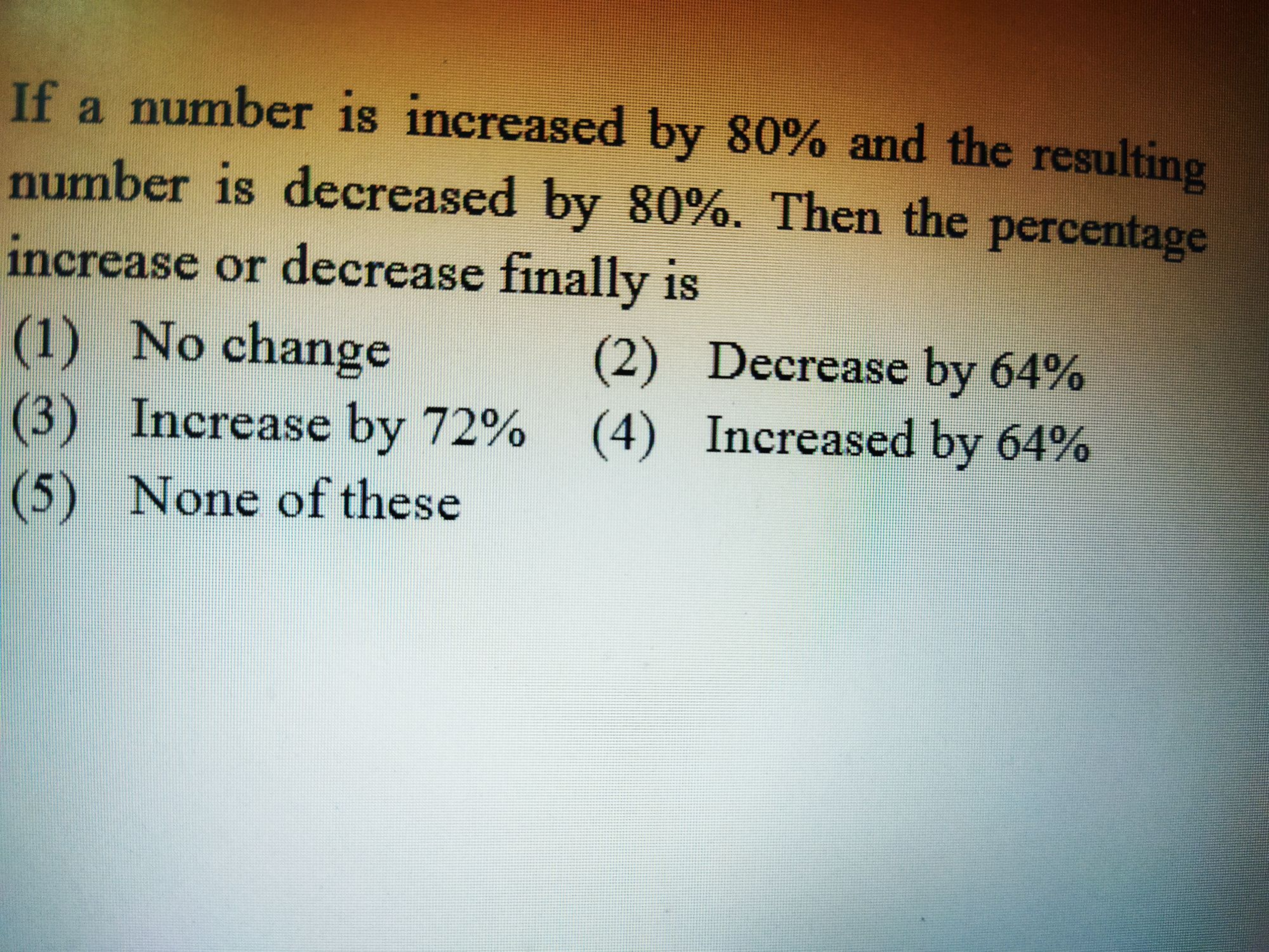 If a number is increased by 80% and the resulting number is decreased 