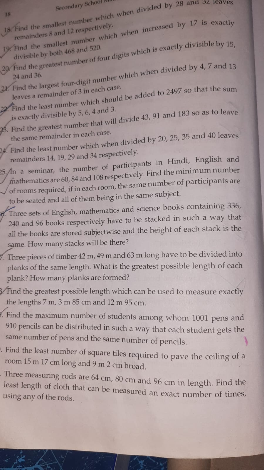 remainders 8 and 12 respectively.
19. Find the smallest number whively