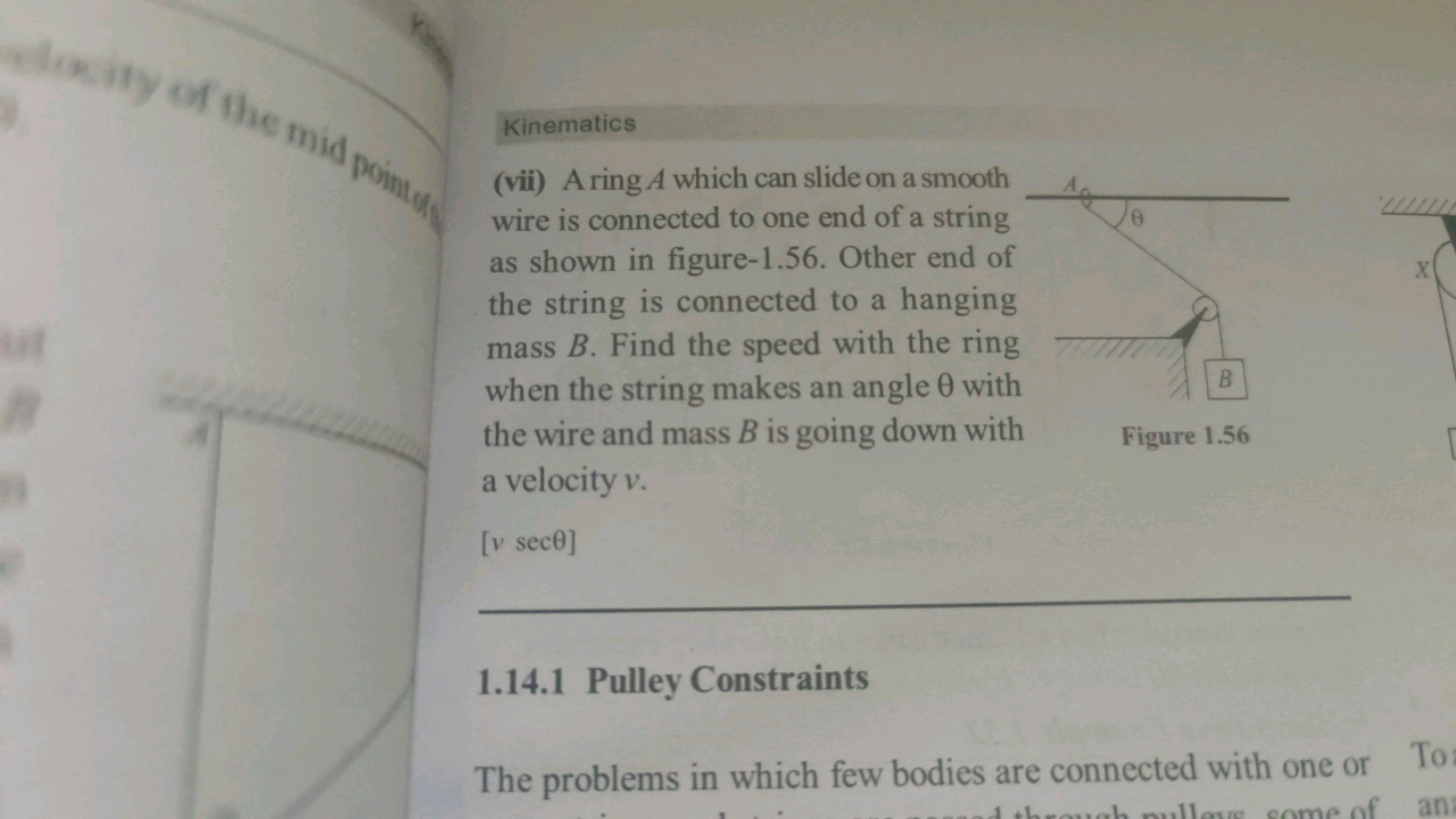 Kinematics
(vii) A ring A which can slide on a smooth wire is connecte