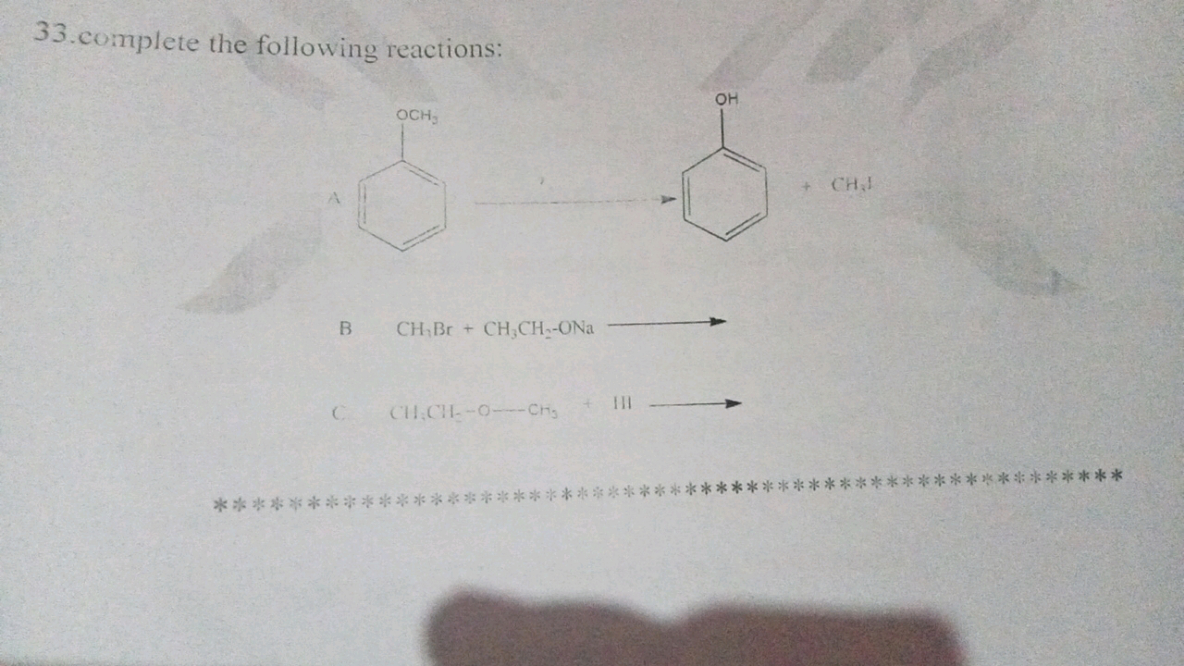 33. complete the following reactions: