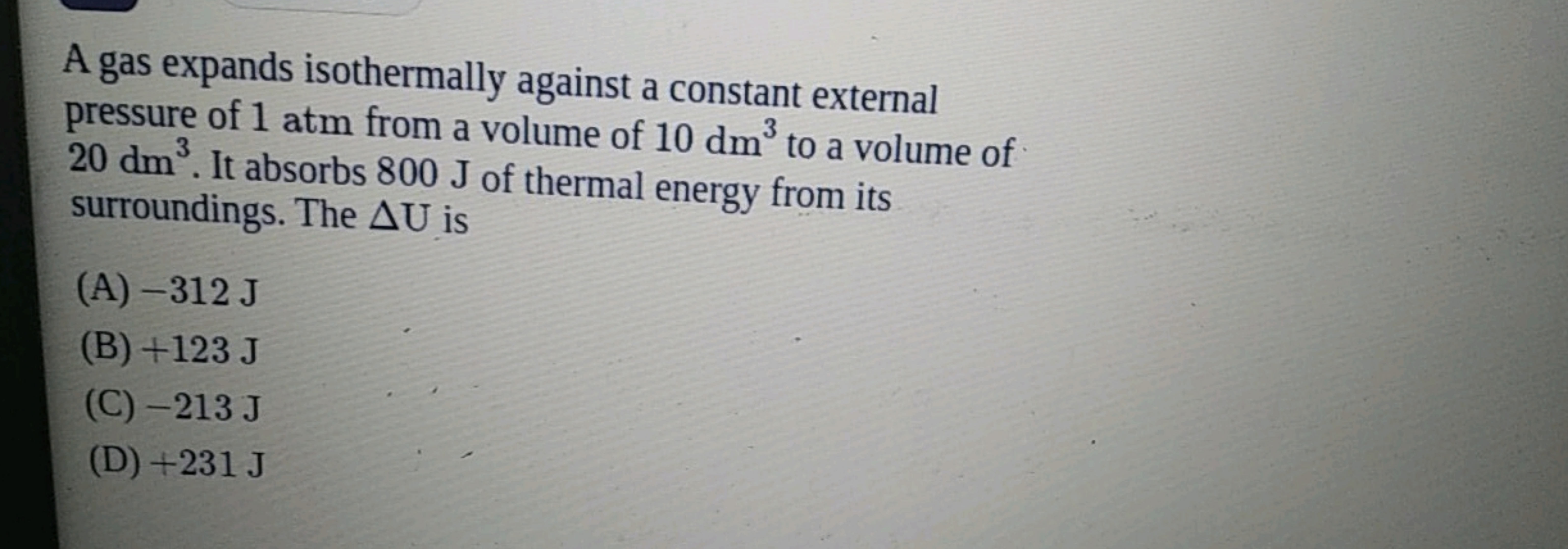 A gas expands isothermally against a constant external pressure of 1 a