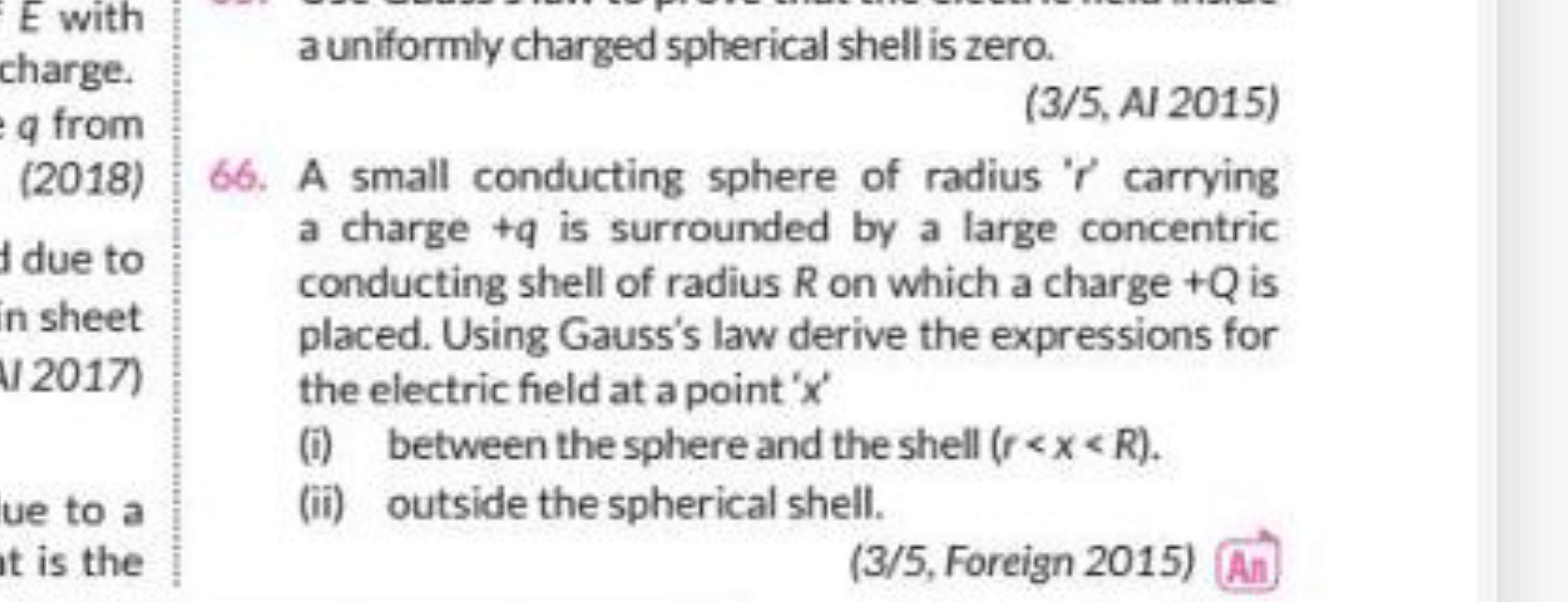 E with charge. q from (2018)
1 due to in sheet (2017)
ue to a th is th