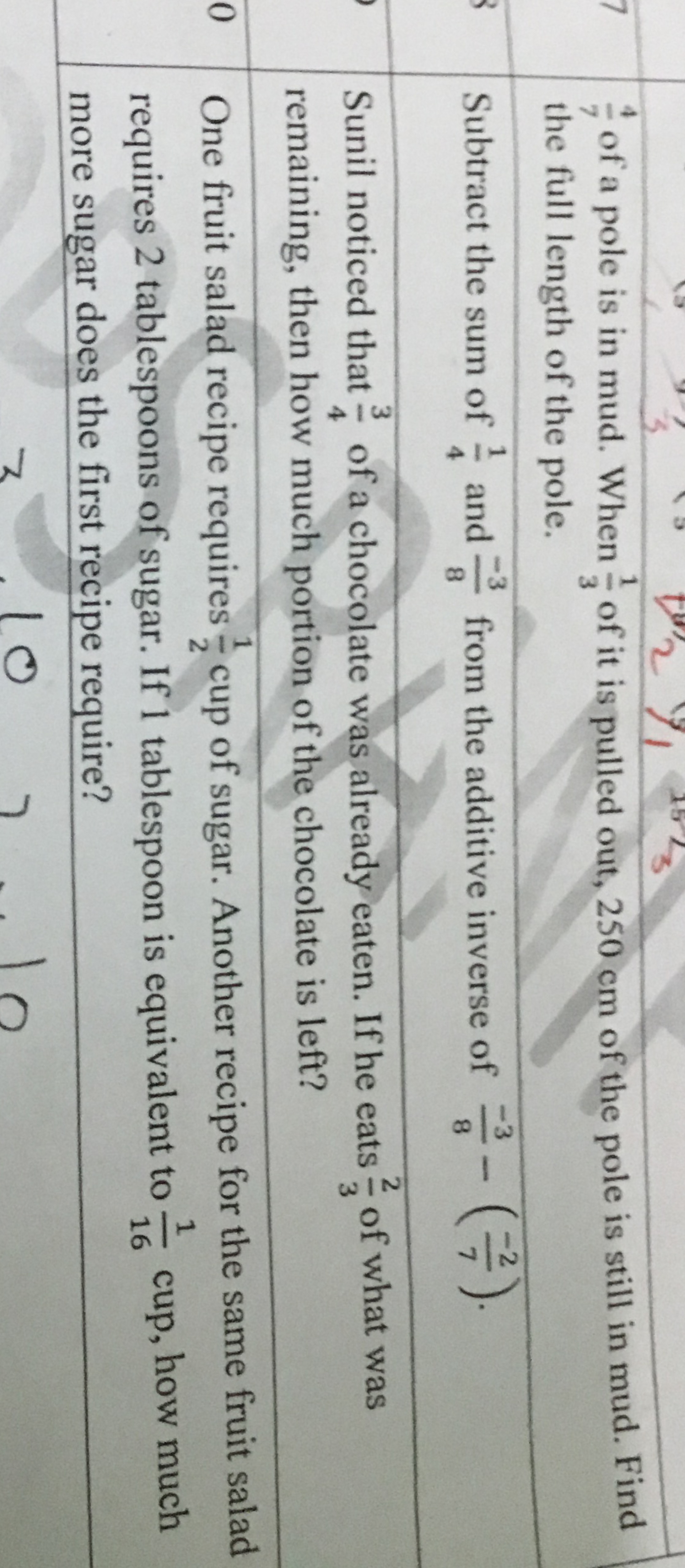 774​ of a pole is in mud. When 31​ of it is pulled out, 250 cm of the 