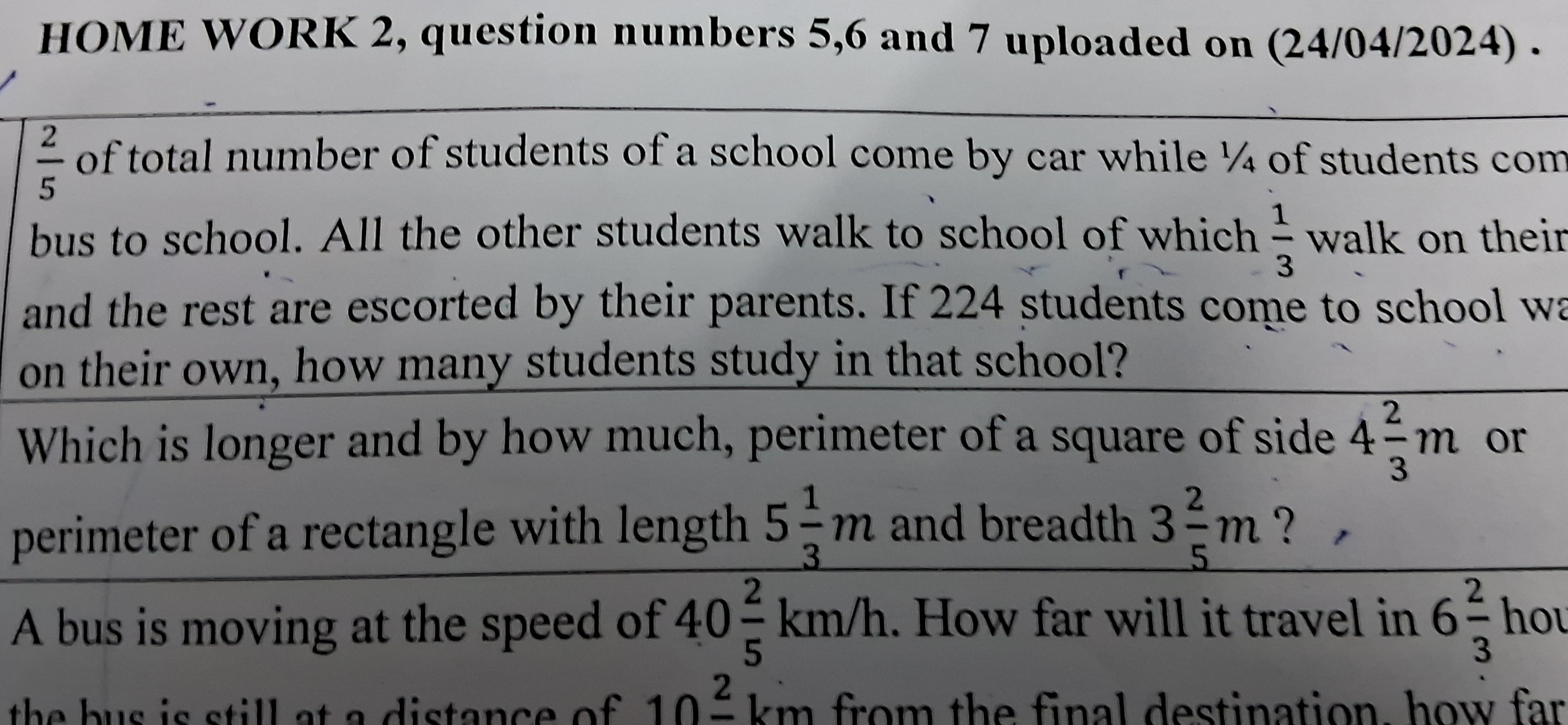 HOME WORK 2, question numbers 5,6 and 7 uploaded on (24/04/2024).
52​ 