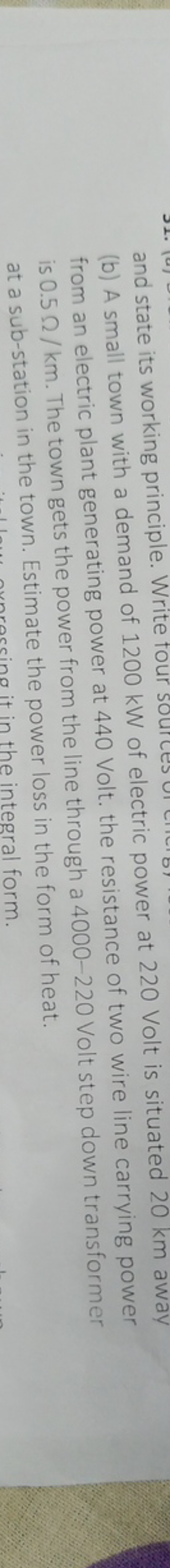 and state its working principle. Write four sou of electric power at 2