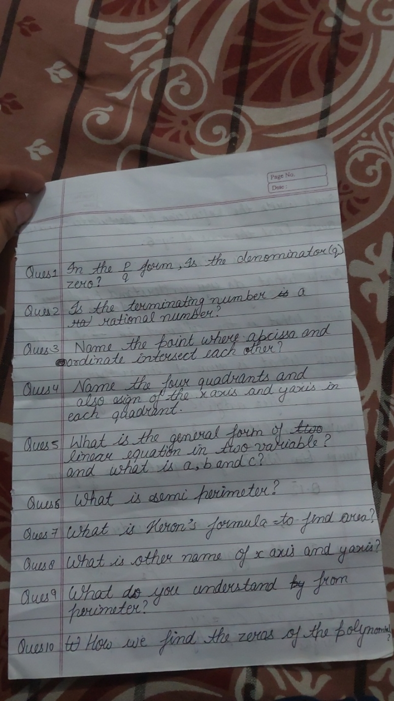 Ques 1 In the qp​ form, Is the denominator (q)
zero?
Ques 2 Is the ter