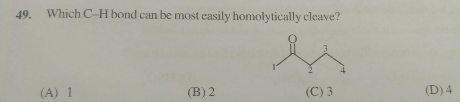 Which C−H bond can be most easily homolytically cleave? CCCC(=O)I