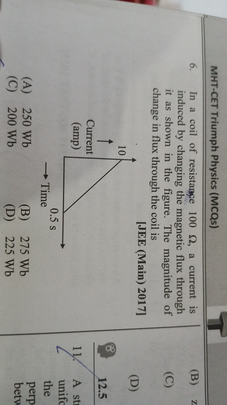 MHT-CET Triumph Physics (MCQs)
6. In a coil of resistage 100Ω, a curre