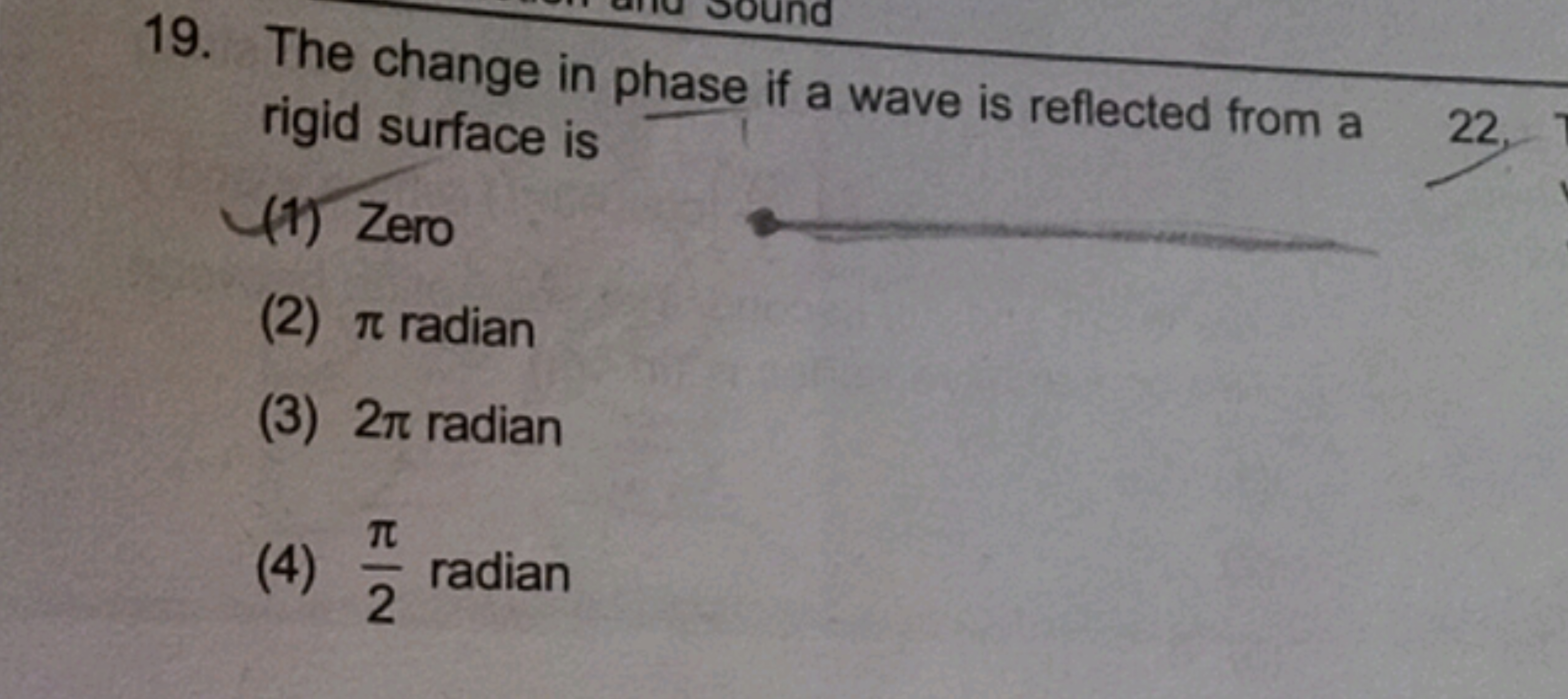 19. The change in phase if a wave is reflected from a rigid surface is