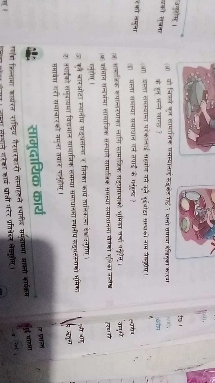 उनुहोस् ।
एको सूचना
(अ) यो चित्रले कुन सामाजिक समस्यालाई सड्केत गर्छ ?