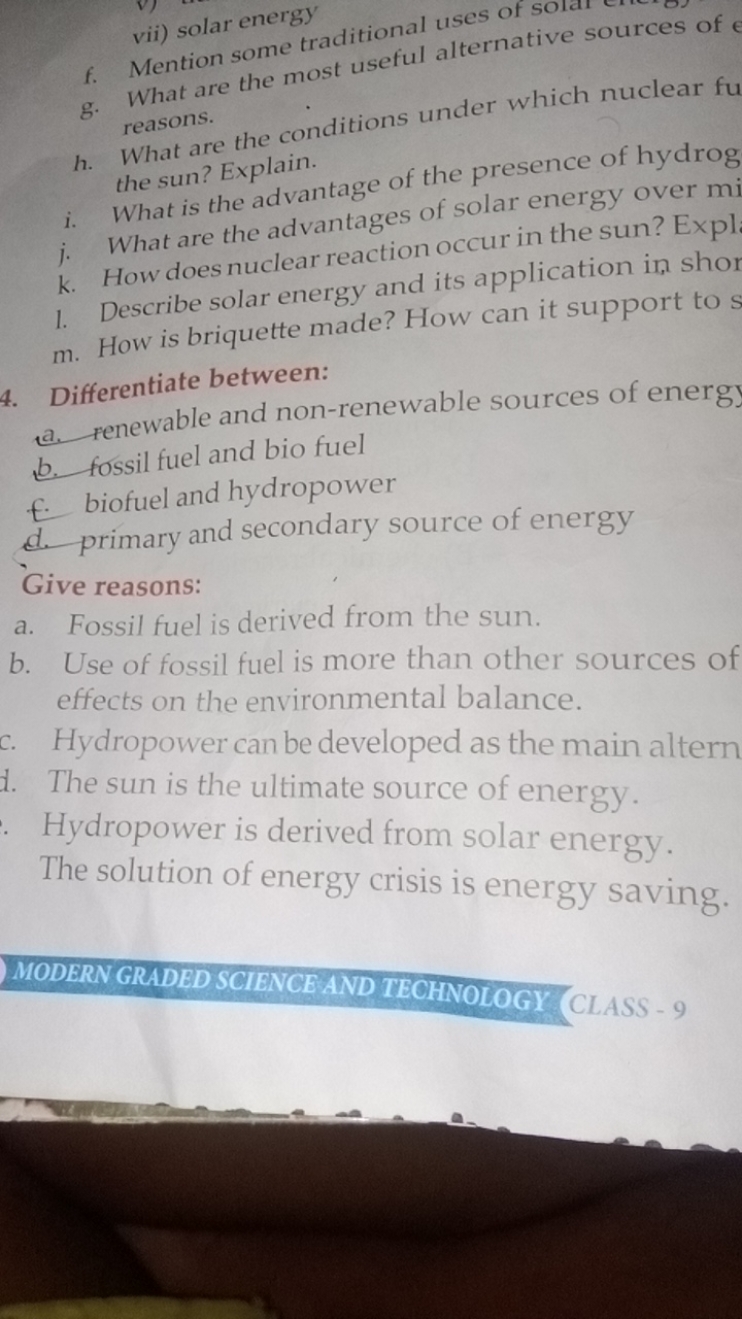 f. vii ) solar energy
g. What are the most useful alternative sources 