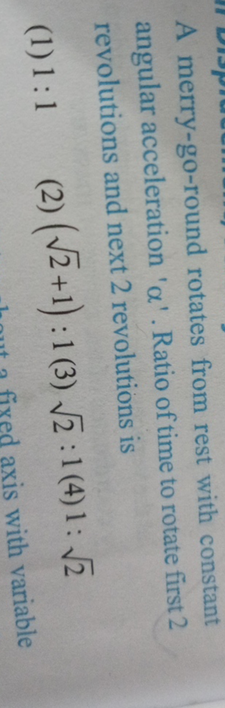 A merry-go-round rotates from rest with constant angular acceleration 