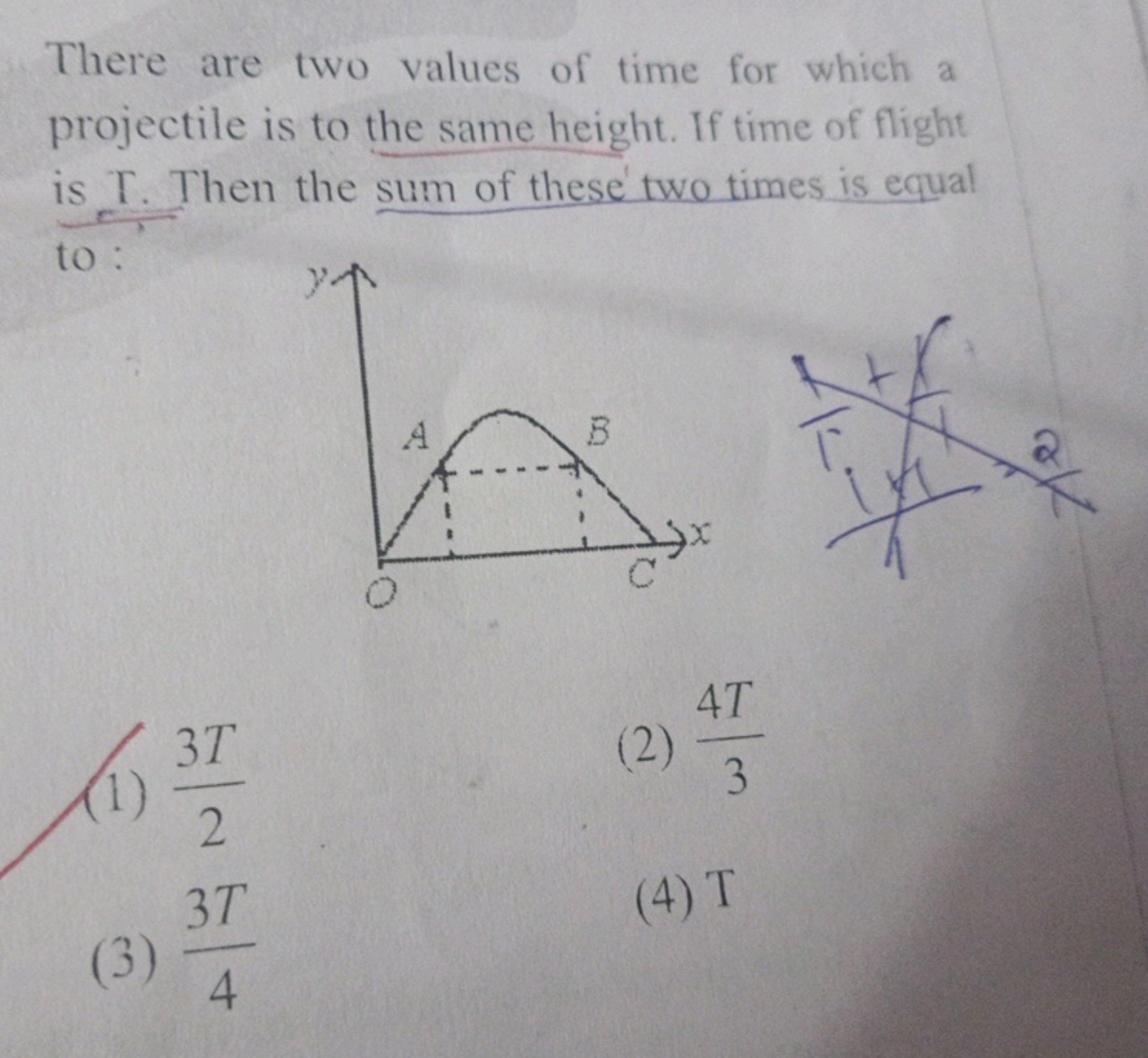 There are two values of time for which a projectile is to the same hei