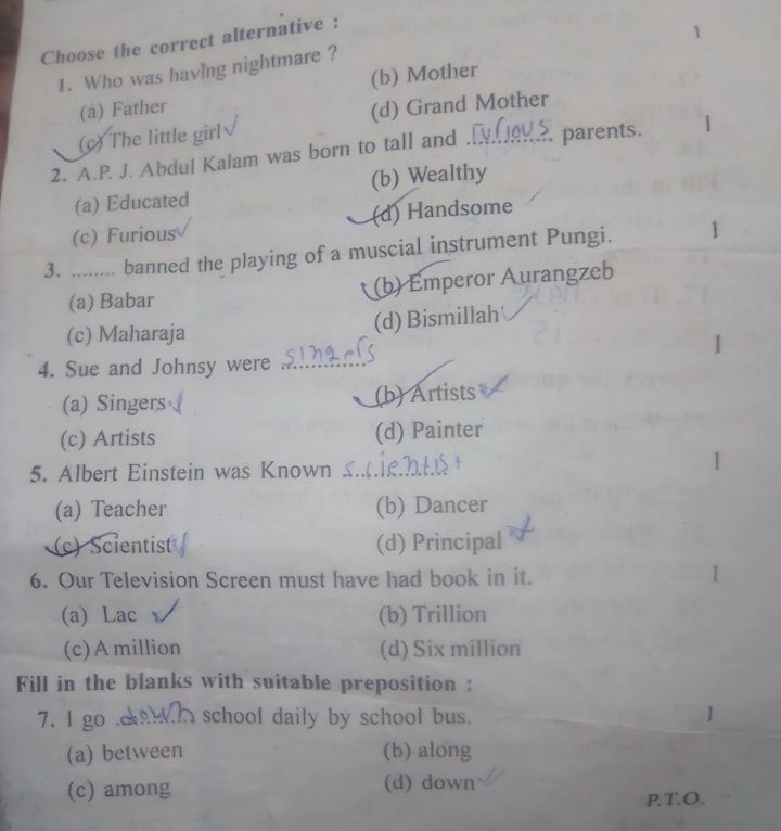 Choose the correct alternative : 1 1. Who was having nightmare?