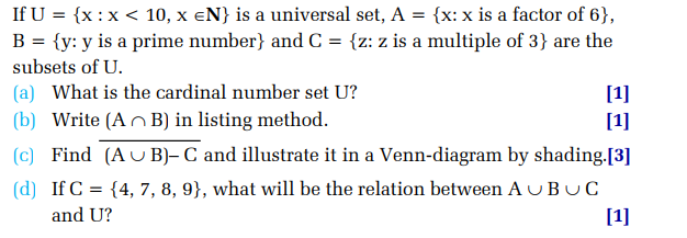 If U={x:x<10,x∈N} is a universal set, A={x:x is a factor of 6}, B={y:y