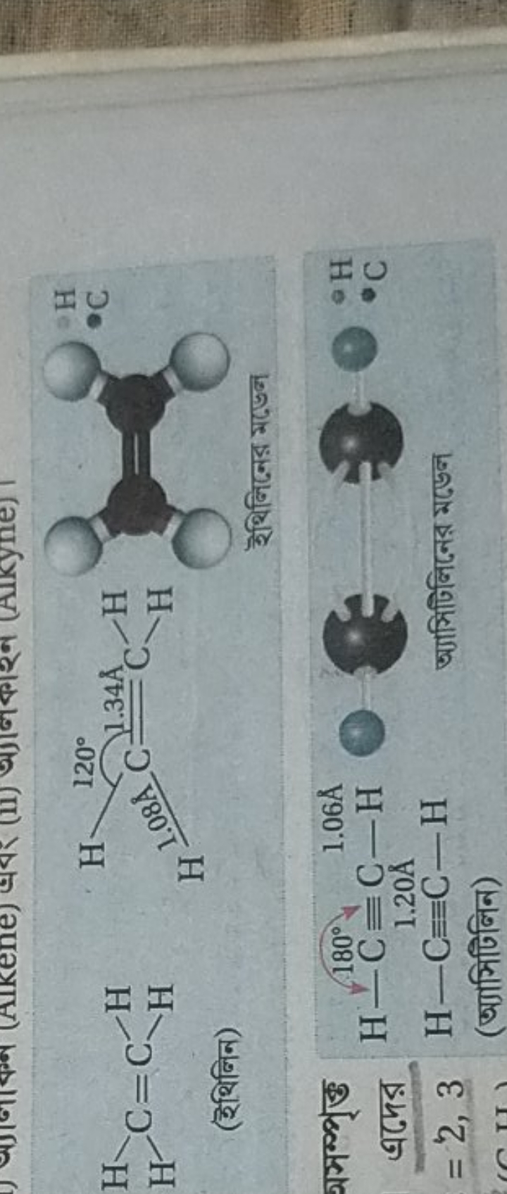 C=C
C=CC
(इथिलिन)

ইथिनिजनর मডেन

অসম্পৃক্ত
এদের
H−C≡C−H
(अ্যाসिजिলিन)