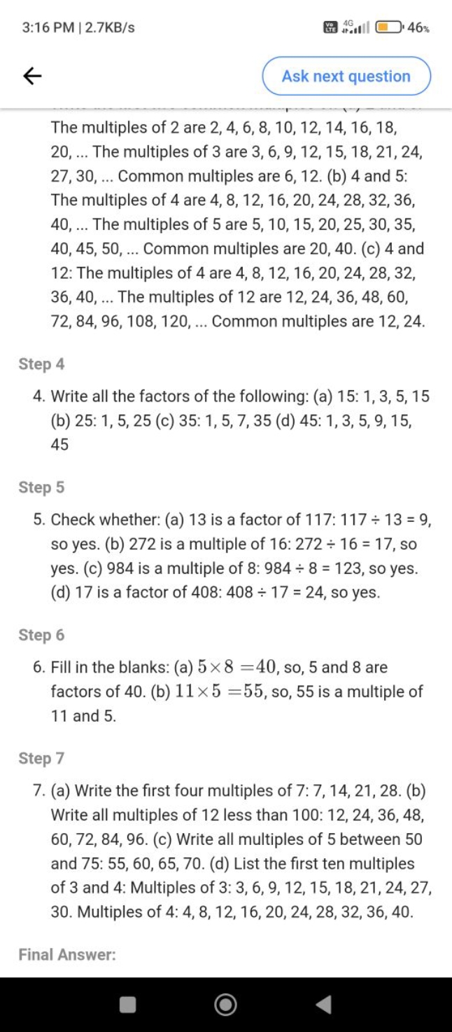 3:16 PM|2.7KB/s
46
□
46\%
Ask next question
The multiples of 2 are 2,4