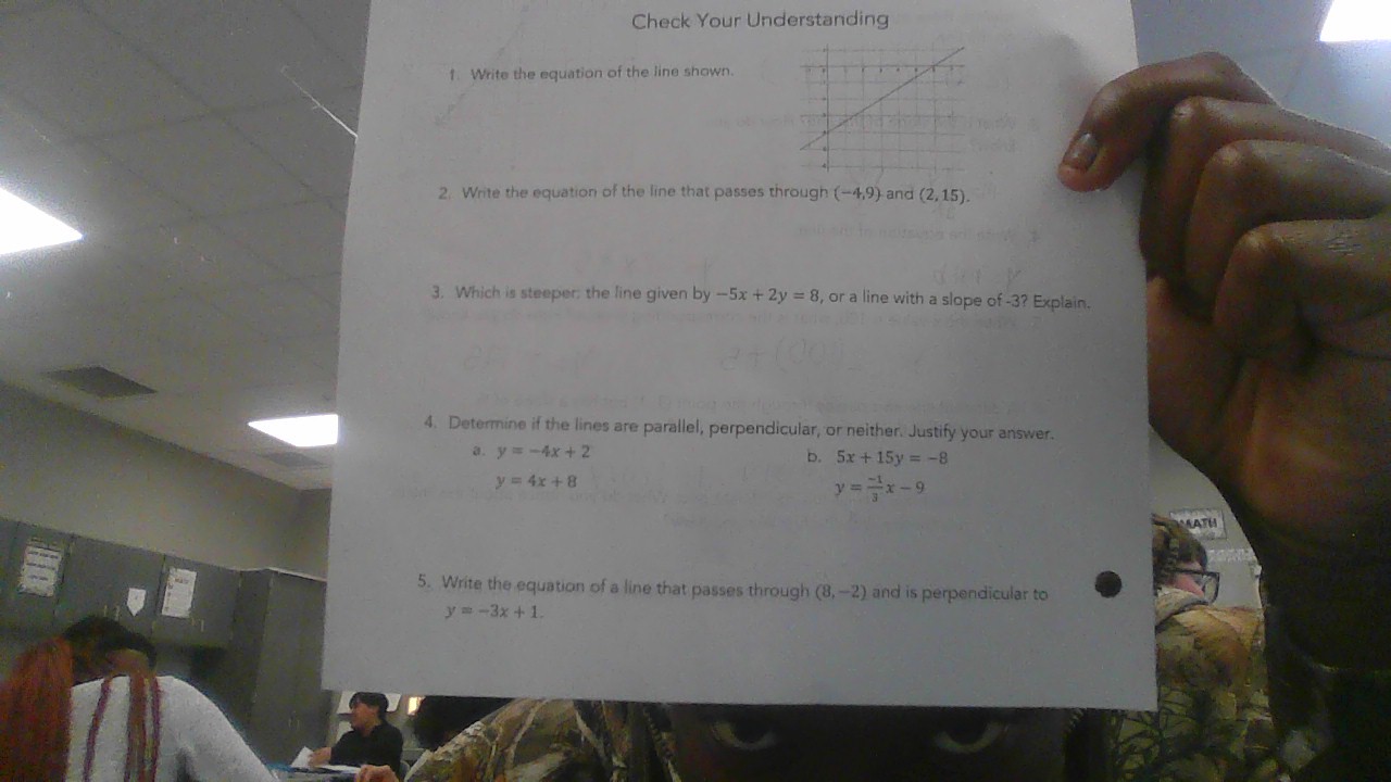 Check Your Understanding
1. Write the equation of the line shown.
2. W