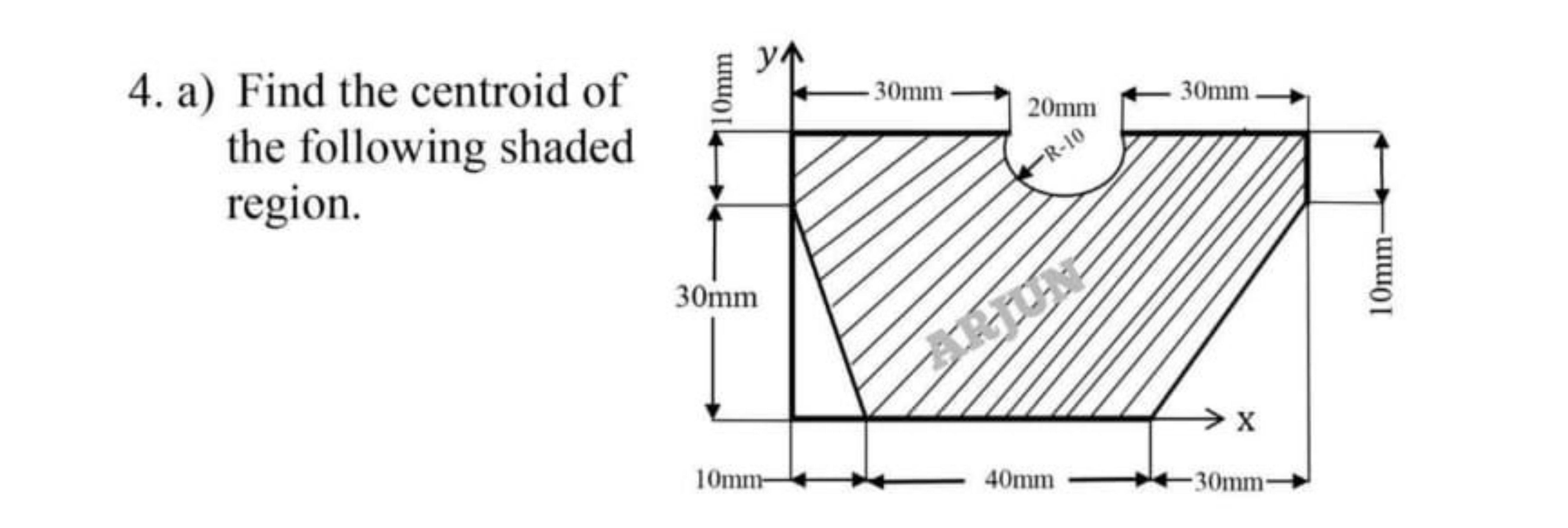 4. a) Find the centroid of the following shaded region.