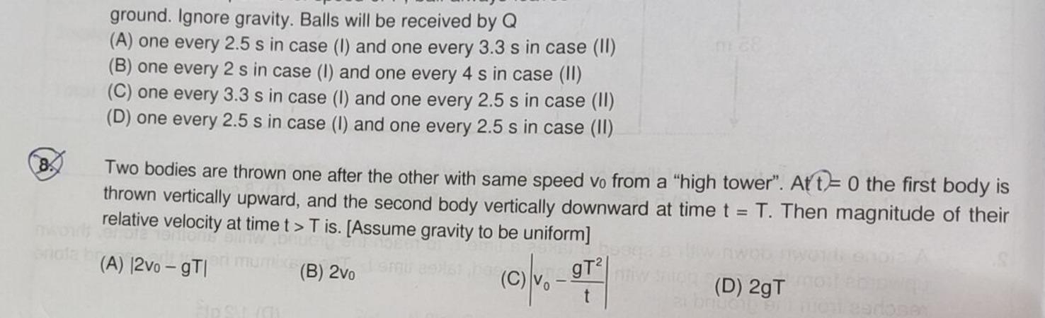 Ignore gravity. Balls will be received by Q