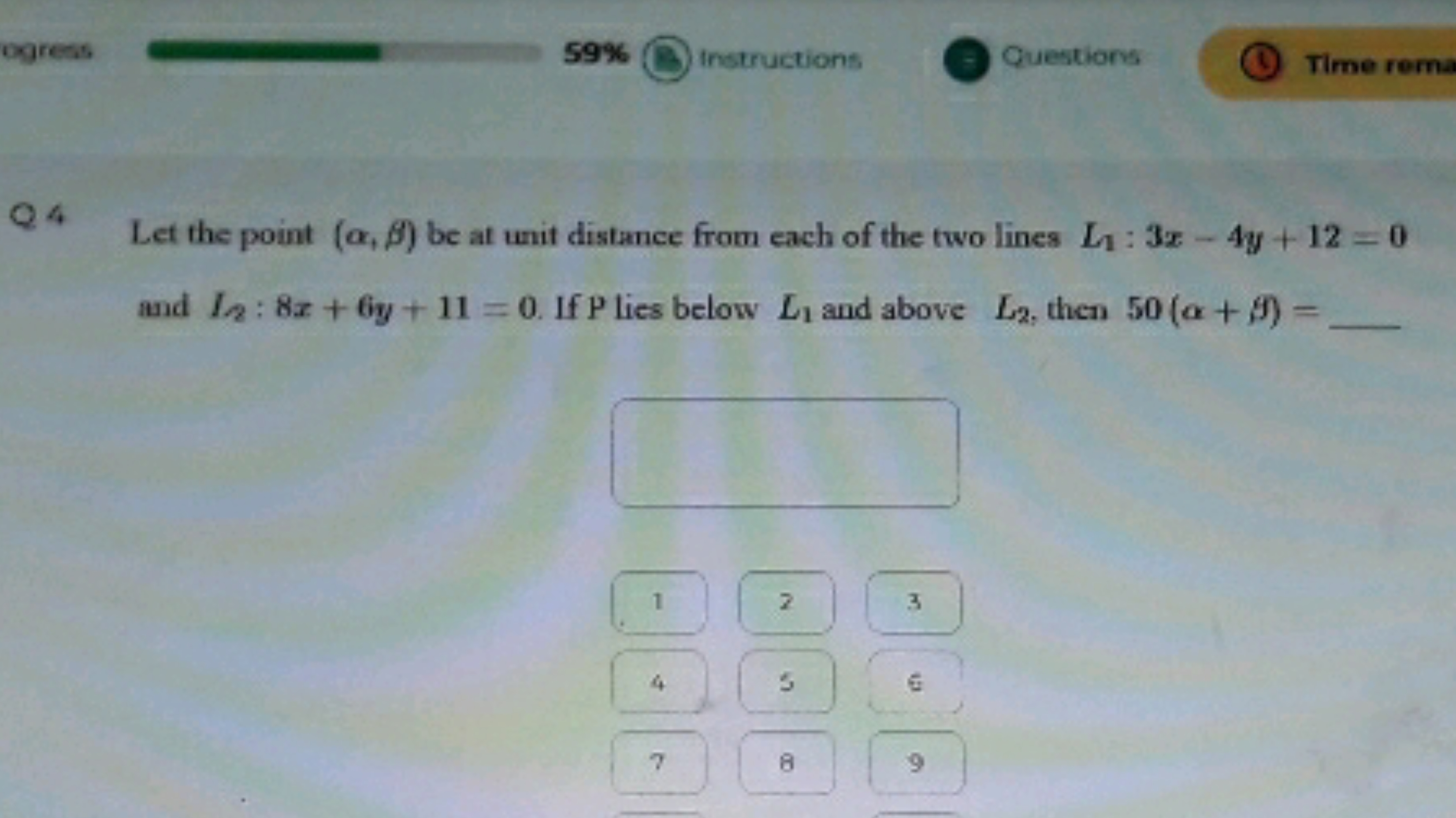 ogress
59\%
instructions
Questions

Q
4 Let the point (α,β) be at unit